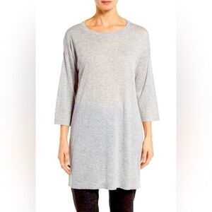 Eileen Fisher Fine Tencel Alpaca Bateau Neck Tunic Size Small Grey